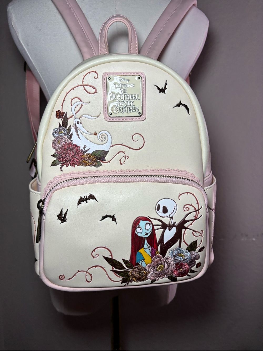 Loungefly The Nightmare Before Christmas Cream & Pink Mini Backpack - Picture 3 of 5